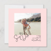 ソフトピエレガントックモダンス写真の日付を保存 マグネット招待状 (正面)