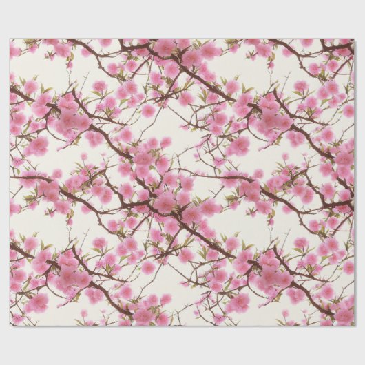 ソフトピエレガントンクさくらんぼブロッサム花模様 ラッピングペーパー (フラット)