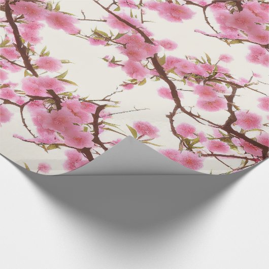 ソフトピエレガントンクさくらんぼブロッサム花模様 ラッピングペーパー (コーナー)