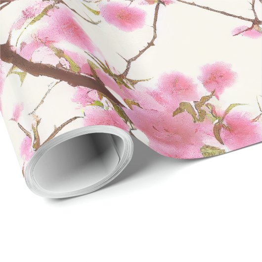 ソフトピエレガントンクさくらんぼブロッサム花模様 ラッピングペーパー (ロールコーナー)