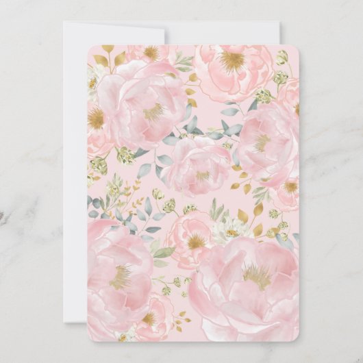 ソフトピエレガントンクフローラ牡丹+緑結婚色 招待状 (裏面)