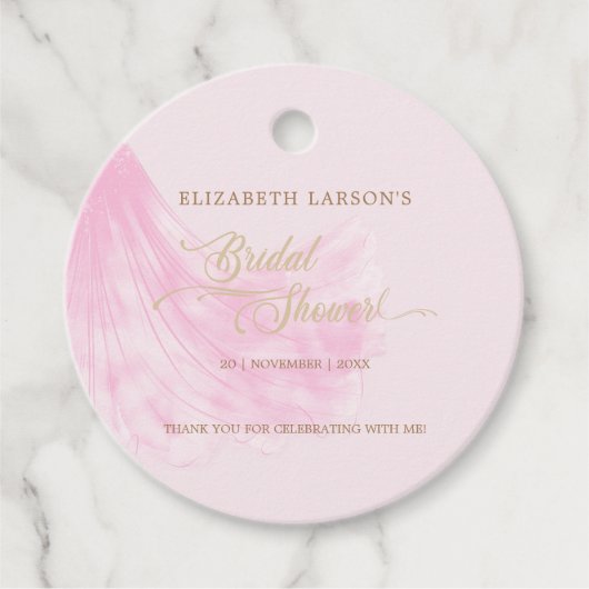 ソフトピエレガントンク結婚のドレスブライダルシャワー フェイバータグ (正面)