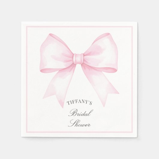 ソフトピエレガントンク赤面ボウブライダルシャワー スタンダードカクテルナプキン (正面)