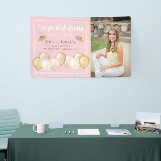 ソフトピエレガントンク金ゴールドフォト卒業バナー 横断幕 (トレードショー)