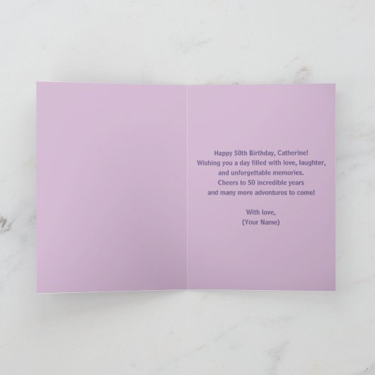 ソフトピエレガントンク50誕生日のシルバーセクイン カード (内部)