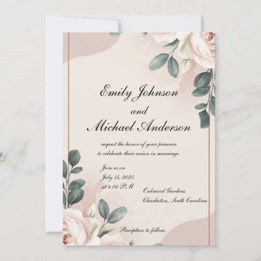 ソフトピエレガントンクaのフローラ結婚式招待状 招待状 (正面)