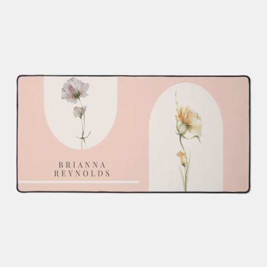 ソフトピシンプルンクにモダンボホワイルドフラワーズオン デスクマット (正面)