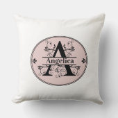 ソフトピフェミニンンクにフルネームのモノグラムA クッション (正面)