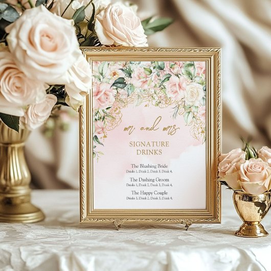 ソフトピモダンンクと金ゴールドのシグネチャードリンク ポスター