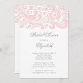 ソフトピモダンンクフローラ旋回ブライダルシャワー 招待状 (正面/裏面)