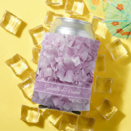 ソフトピンクあじさい花結婚式の引き出物 缶クーラー