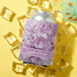 ソフトピンクあじさい花結婚式の引き出物 缶クーラー