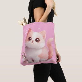 ソフトピンクかわいいキャットトートバッグ – ギフト猫好き トートバッグ