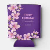 ソフトピンクさくらんぼブロッサム桜パープル誕生日 缶クーラー (裏面)