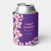 ソフトピンクさくらんぼブロッサム桜パープル誕生日 缶クーラー (缶裏面)