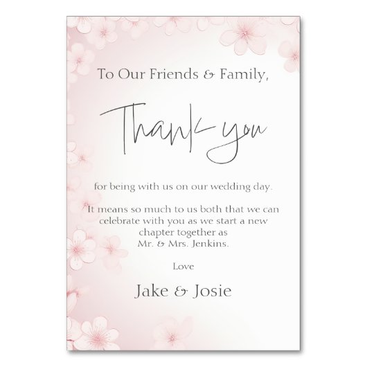 ソフトピンクさくらんぼ結婚ブロッサム感謝していのテーブル テーブルナンバー (正面)