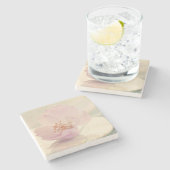 ソフトピンクさくらんぼ花花 ストーンコースター (横)