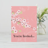 ソフトピンクさくらんぼ花 招待状 (スタンド正面)