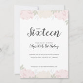 ソフトピンクとクリームの芍薬 スイート16の誕生日パーティー 招待状 (正面)