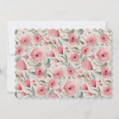 ソフトピンクとグリーンのロマンチックなバラの文房具 招待状 (裏面)