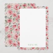 ソフトピンクとグリーンのロマンチックなバラの文房具 招待状 (正面/裏面)