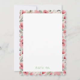 ソフトピンクとグリーンの文房具でロマンチックなバラ 招待状