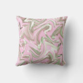 ソフトピンクとグリーンウォーターのカラー抽象芸術 クッション (裏面)