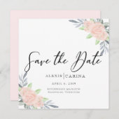 ソフトピンクとグレー セーブザデート (正面/裏面)