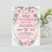 ソフトピンクとセージグリーンのローズのウェディング 招待状 (スタンド正面)