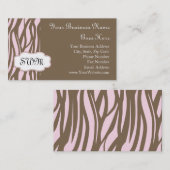 ソフトピンクとブラウンのモノグラムフレーム名刺 名刺 (正面/裏面)