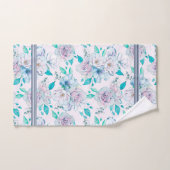 ソフトピンクとブルーのヴィンテージバラパターン バスタオルセット (ハンドタオル)