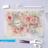 ソフトピンクとブルースの美しいミックスメディア 薄葉紙 (クラフト)