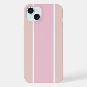 ソフトピンクとベージュの縦ストライプ柄 iPhone 15 PLUSケース