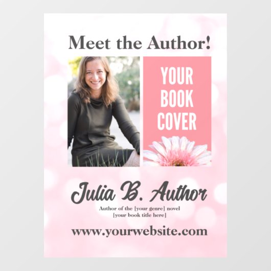 ソフトピンクとホワイトのカスタム作家本の署名 ウィンドウサイン (シート)