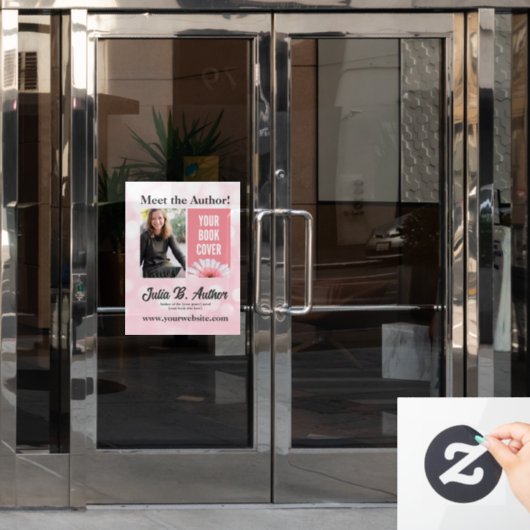 ソフトピンクとホワイトのカスタム作家本の署名 ウィンドウサイン (オフィスドア)