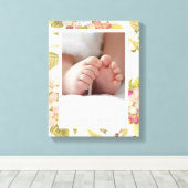 ソフトピンクとホワイトのフローラフレームキャンバス印刷 キャンバスプリント (インサイチュ (ウッドフロア))