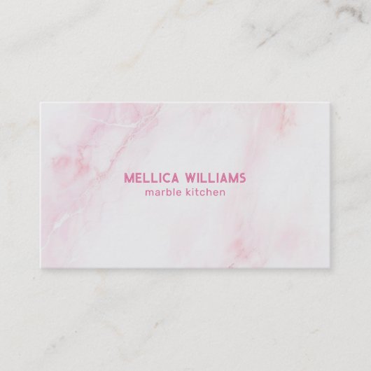 ソフトピンクとホワイトマーブルストーンの背景 名刺 (正面)