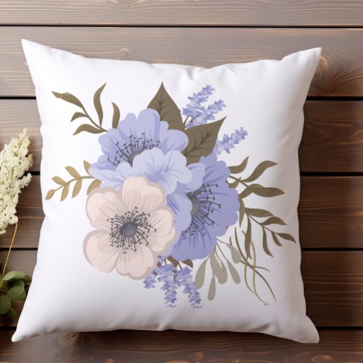 ソフトピンクとラベンダーのフローラ クッション