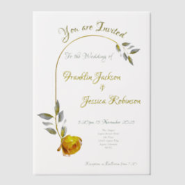 ソフトピンクと淡い色のグリーンのフローラ結婚ズ ベラム紙招待状