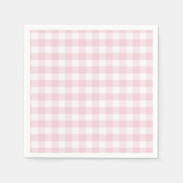 ソフトピンクと白のギンガムチェック スタンダードカクテルナプキン