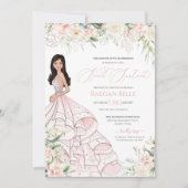 ソフトピンクと白のバラのラグジュアリー グラム スイート シックスティーン 招待状 (正面)