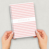 ソフトピンクと白のパタストライプのーン名 ノートブック