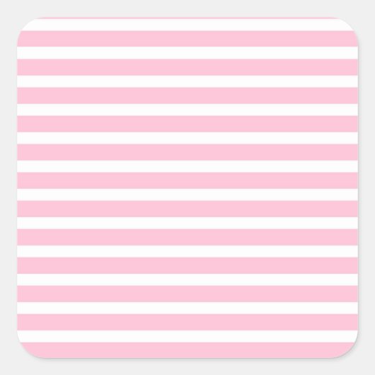 ソフトピンクと白ストライプ色 スクエアシール (正面)