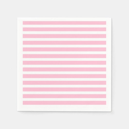 ソフトピンクと白ストライプ色 スタンダードカクテルナプキン (正面)