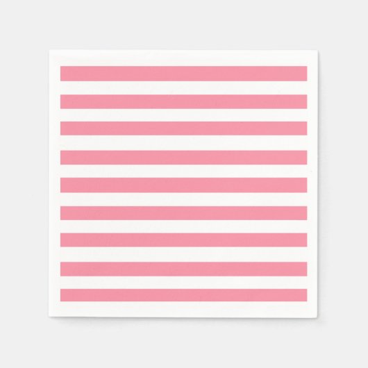 ソフトピンクと白ストライプ色 スタンダードカクテルナプキン (正面)