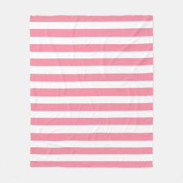 ソフトピンクと白ストライプ色 フリースブランケット