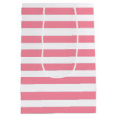 ソフトピンクと白ストライプ色 ミディアムペーパーバッグ (裏面)