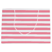 ソフトピンクと白ストライプ色 ラージペーパーバッグ (正面)