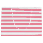 ソフトピンクと白ストライプ色 ラージペーパーバッグ (裏面)