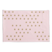 ソフトピンクと金ゴールドのスターパターンポーフ子供部屋 枕カバー (裏面-右)